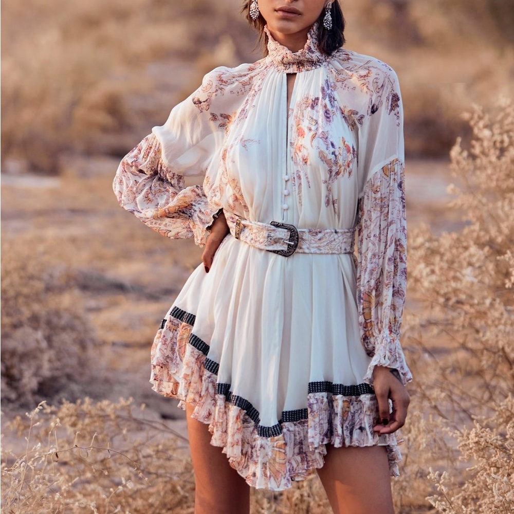 Hemant & Nandita Kalon Floral Long Sleeve Mini Dress